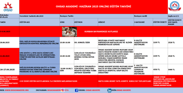 HAZİRAN EĞİTİM TAKVİMİ